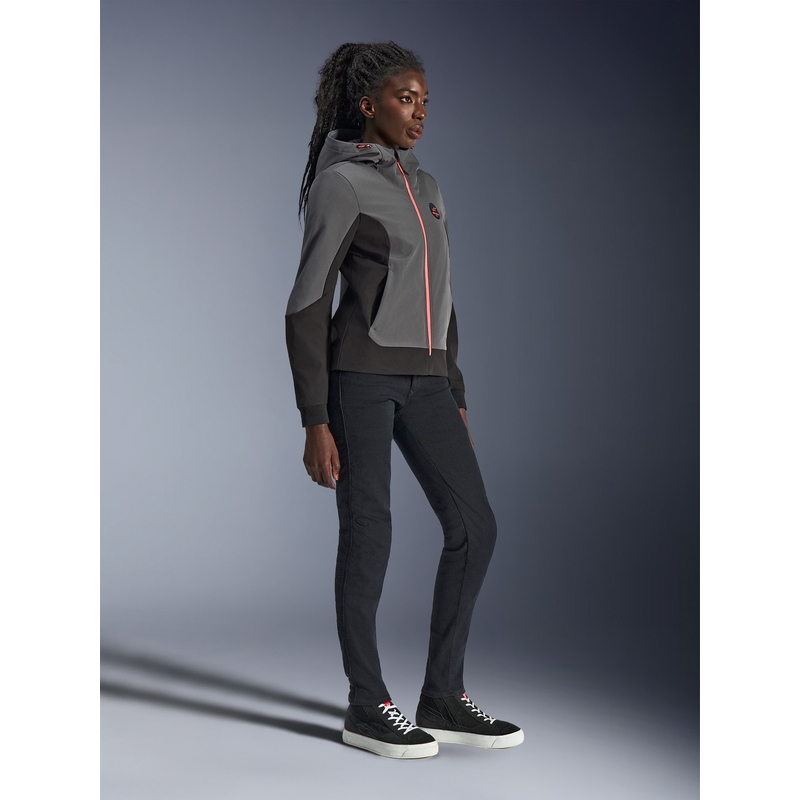 Alpinestars Stella Radium Tech moteriška motociklo striukė su gobtuvu, tamsiai pilka-juoda-rožinė