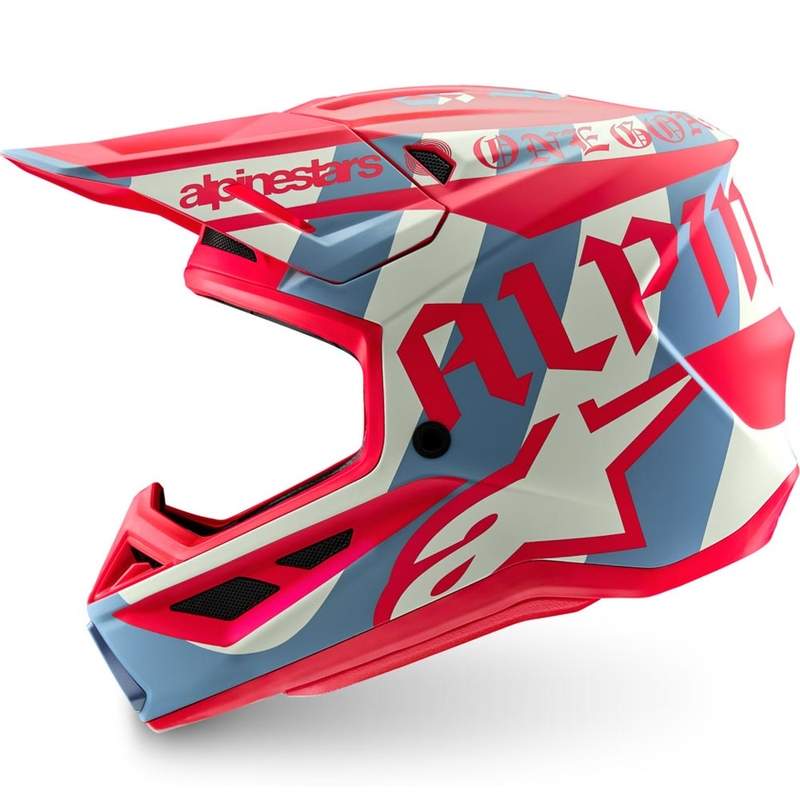 Alpinestars Supertech S-M7 riboto leidimo „Beast Coast“ motokroso šalmas pilkai juodai oranžinis