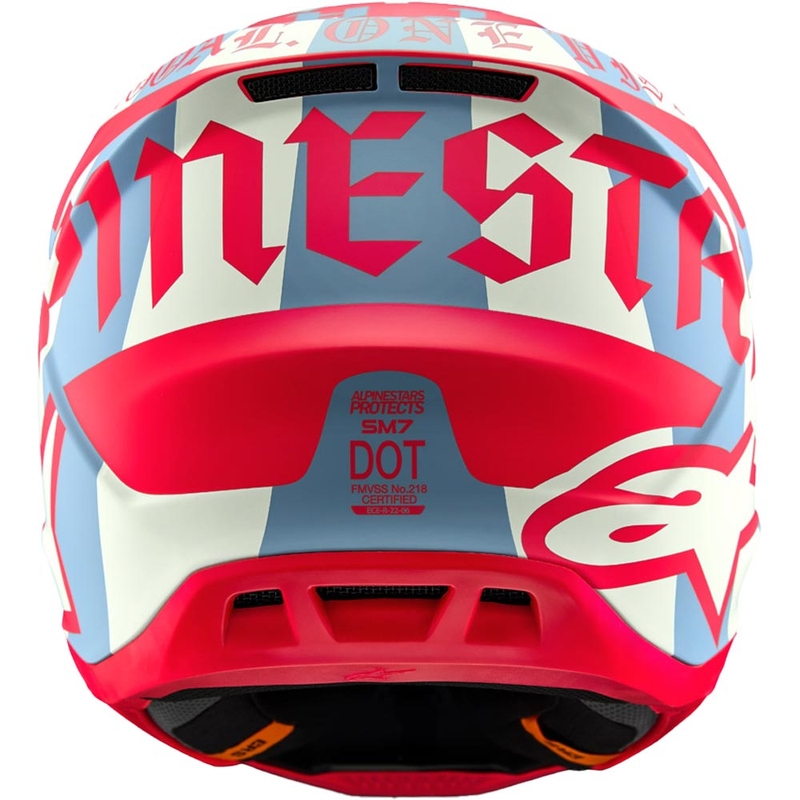 Alpinestars Supertech S-M7 riboto leidimo „Beast Coast“ motokroso šalmas pilkai juodai oranžinis