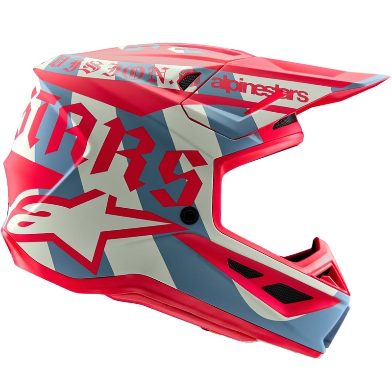 Alpinestars Supertech S-M7 riboto leidimo „Beast Coast“ motokroso šalmas pilkai juodai oranžinis