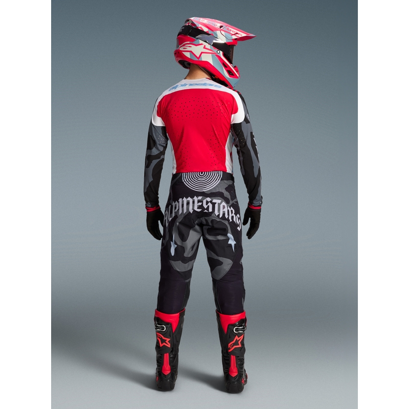 „Alpinestars Techstar“ riboto leidimo „Beast Coast“ motokroso marškinėliai pilki-juodi-oranžiniai