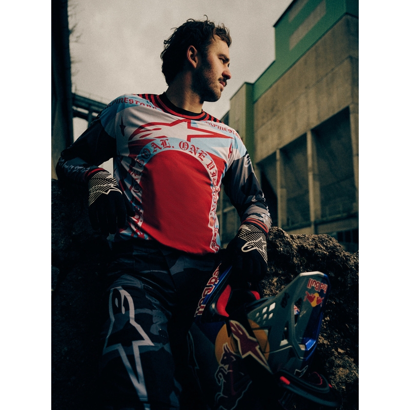 „Alpinestars Techstar“ riboto leidimo „Beast Coast“ motokroso marškinėliai pilki-juodi-oranžiniai