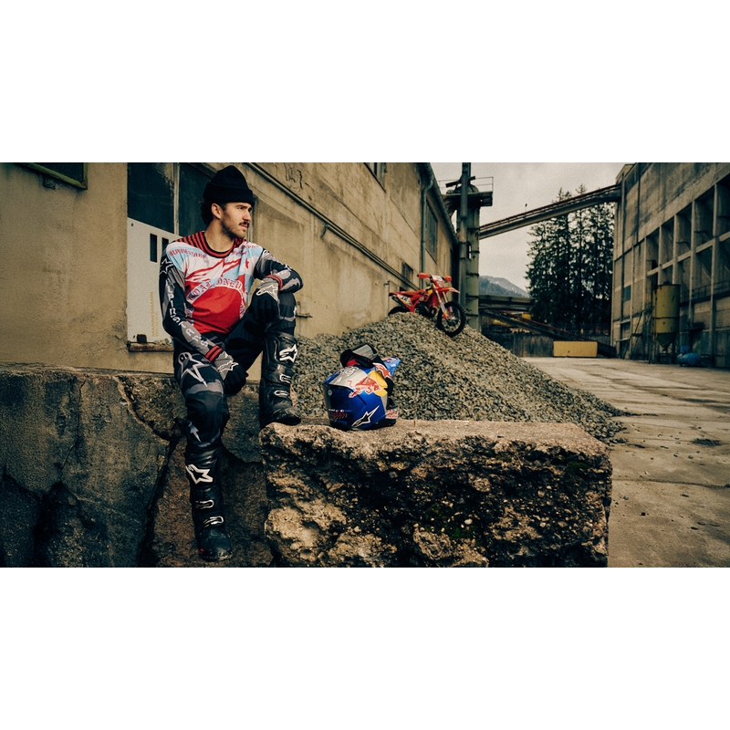 „Alpinestars Techstar“ riboto leidimo „Beast Coast“ motokroso marškinėliai pilki-juodi-oranžiniai
