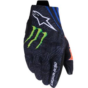 „Alpinestars Reef V2 FQ20“ motociklo pirštinių kolekcija, juodos-fluorescencinės raudonos-mėlynos-žalia spalvos