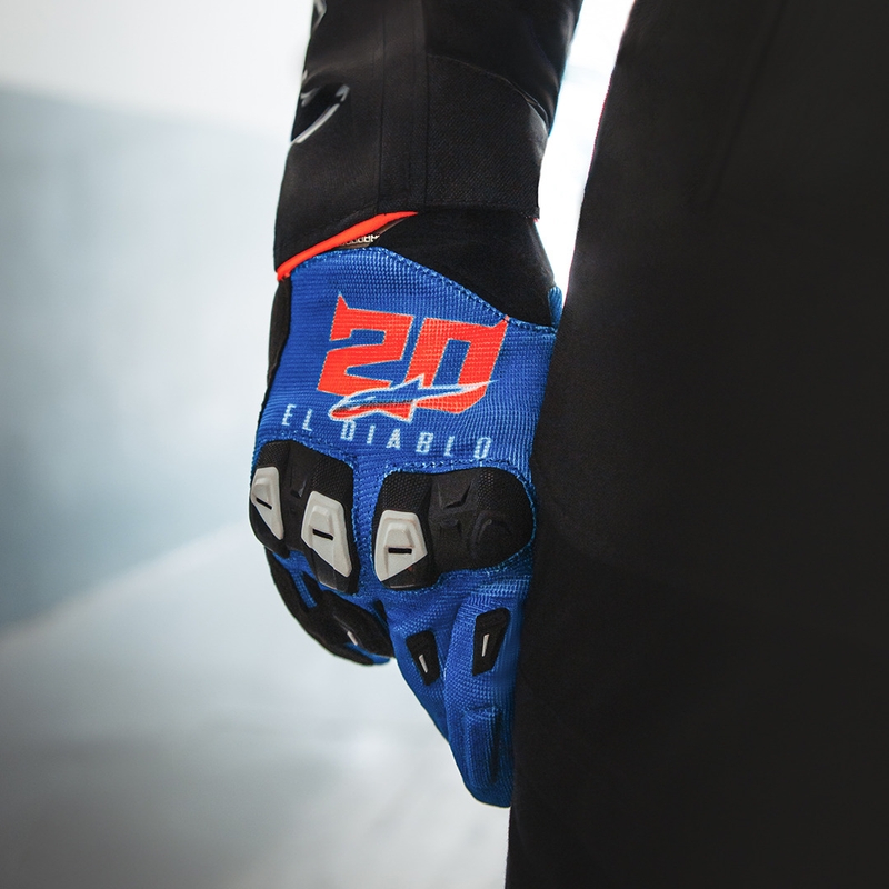 „Alpinestars SP X 1 FQ20“ motociklo pirštinių kolekcija, mėlyna-juoda-fluorescencinė raudona