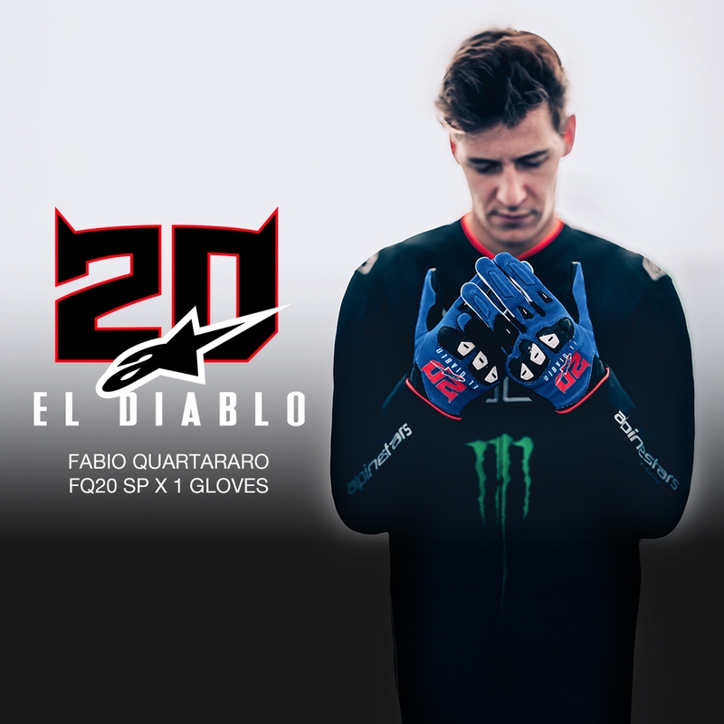 „Alpinestars SP X 1 FQ20“ motociklo pirštinių kolekcija, mėlyna-juoda-fluorescencinė raudona