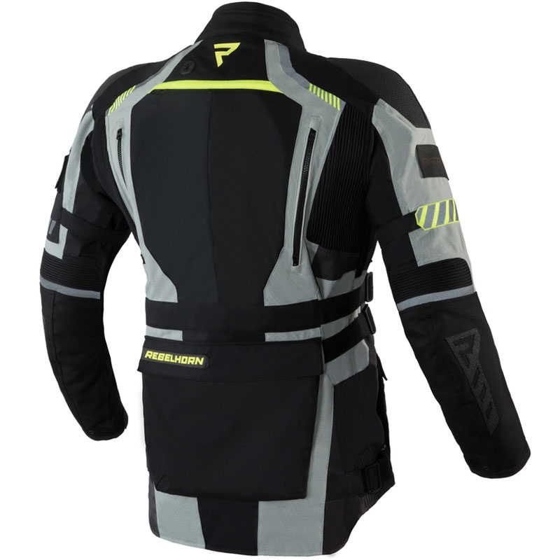 Motociklininko striukė Rebelhorn Patrol pilka-juoda-fluo yellow