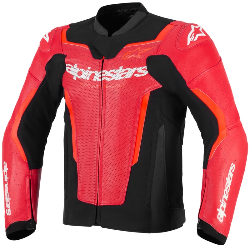 Alpinestars GP Force V2 Airflow odinė motociklo striukė, fluorescencinė raudona-juoda-balta