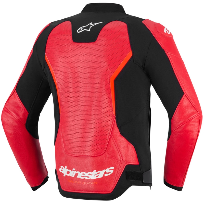 Alpinestars GP Force V2 Airflow odinė motociklo striukė, fluorescencinė raudona-juoda-balta