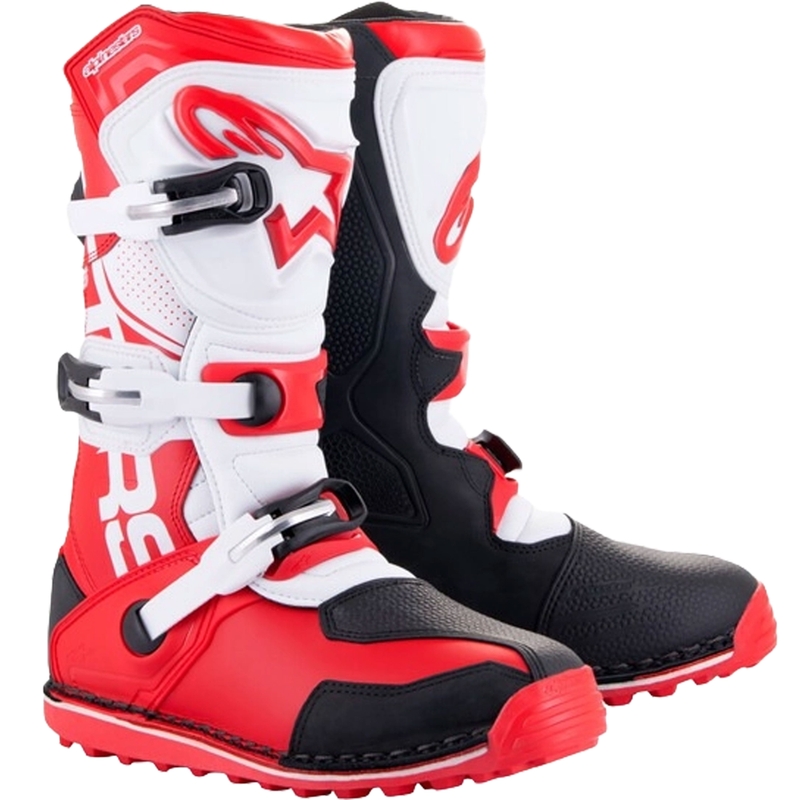 Alpinestars Tech Trial motociklininko batai baltai-raudonai-juodai