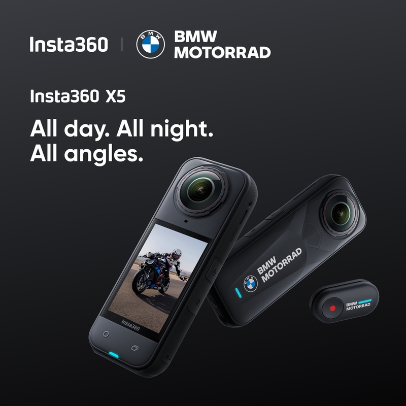 „Insta360 X5 BMW Motorrad Edition“ veiksmo kamera, juoda