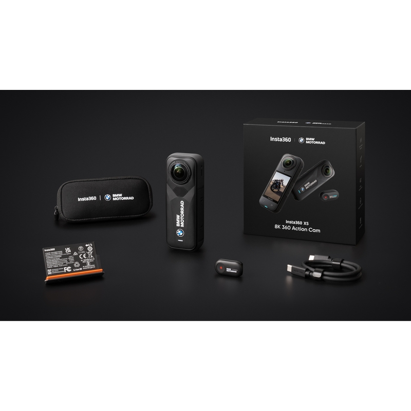 „Insta360 X5 BMW Motorrad Edition“ veiksmo kamera, juoda