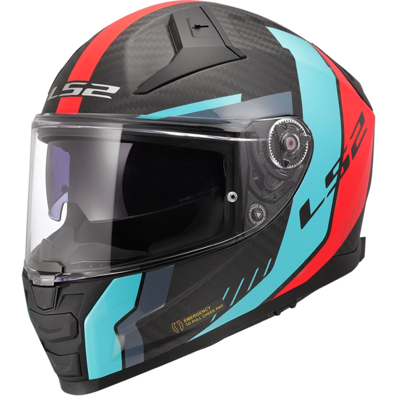 Uždaras motociklo šalmas LS2 FF811 Vector II C Grid raudona-turkio spalvos - II kokybės - II. kokybė