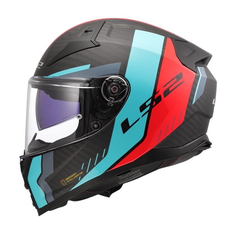 Uždaras motociklo šalmas LS2 FF811 Vector II C Grid raudona-turkio spalvos - II kokybės - II. kokybė