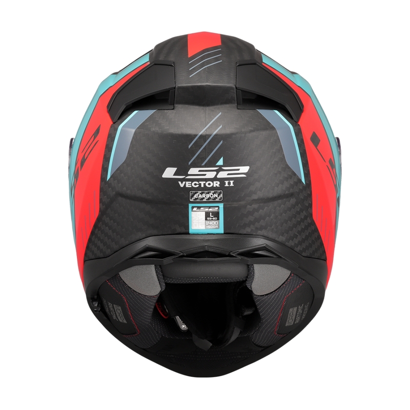 Uždaras motociklo šalmas LS2 FF811 Vector II C Grid raudona-turkio spalvos - II kokybės - II. kokybė