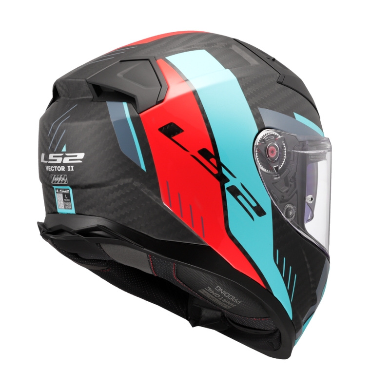 Uždaras motociklo šalmas LS2 FF811 Vector II C Grid raudona-turkio spalvos - II kokybės - II. kokybė