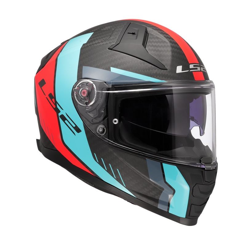 Uždaras motociklo šalmas LS2 FF811 Vector II C Grid raudona-turkio spalvos - II kokybės - II. kokybė