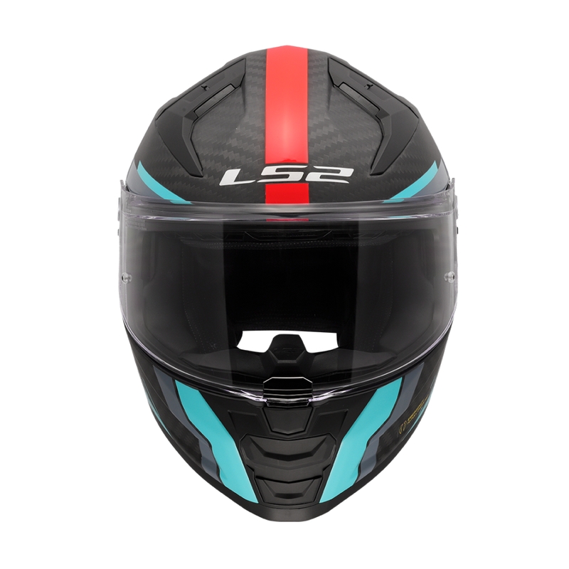 Uždaras motociklo šalmas LS2 FF811 Vector II C Grid raudona-turkio spalvos - II kokybės - II. kokybė