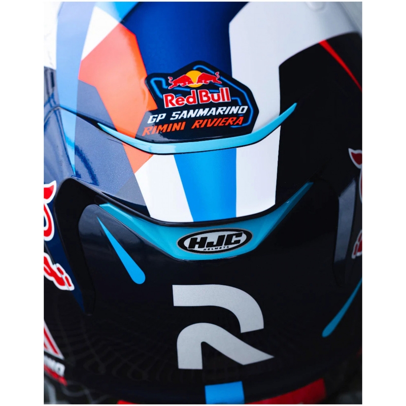 Uždaras motociklo šalmas HJC RPHA 12 Red Bull Misano GP 2 MC21 mėlyna-balta-raudona