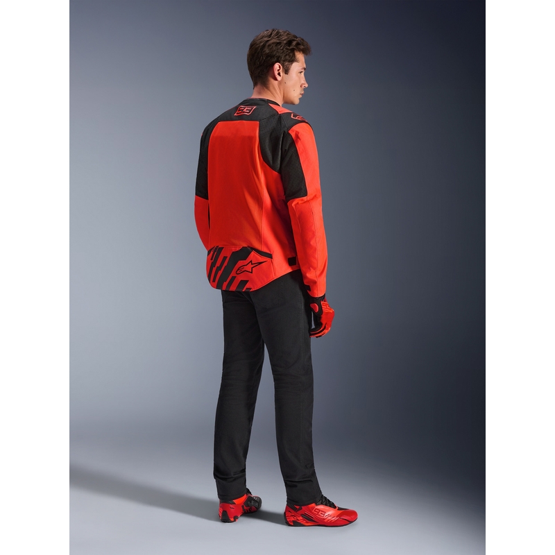 „Alpinestars T-SPS Air V2 MM93“ motociklo striukė, fluorescencinė kolekcija, raudona-juoda