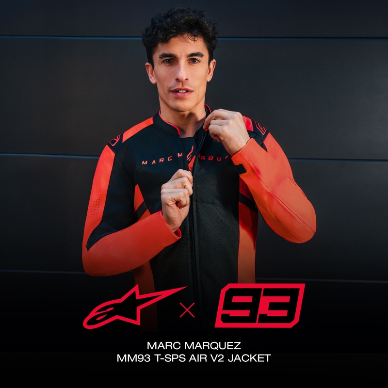 „Alpinestars T-SPS Air V2 MM93“ motociklo striukė, fluorescencinė kolekcija, raudona-juoda