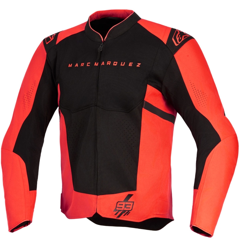 „Alpinestars T-SPS Air V2 MM93“ motociklo striukė, fluorescencinė kolekcija, raudona-juoda