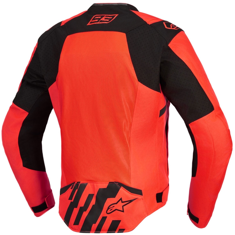 „Alpinestars T-SPS Air V2 MM93“ motociklo striukė, fluorescencinė kolekcija, raudona-juoda