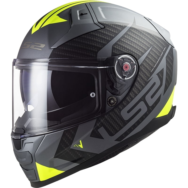 Uždaras motociklo šalmas LS2 FF811 Vector II Splitter titano-fluorescencinės geltonos spalvos 2 - II kokybės - II. kokybė