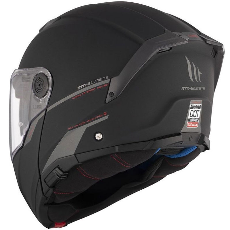 Atlenkiamas motociklo šalmas MT ATOM 2 SV SOLID A1 juodas matinis - II kokybės - II. kokybė