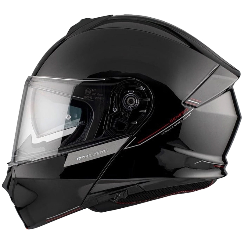 Atlenkiamas motociklo šalmas MT Genesis SV Solid A1 blizgi juoda 2 - II kokybės - II. kokybė