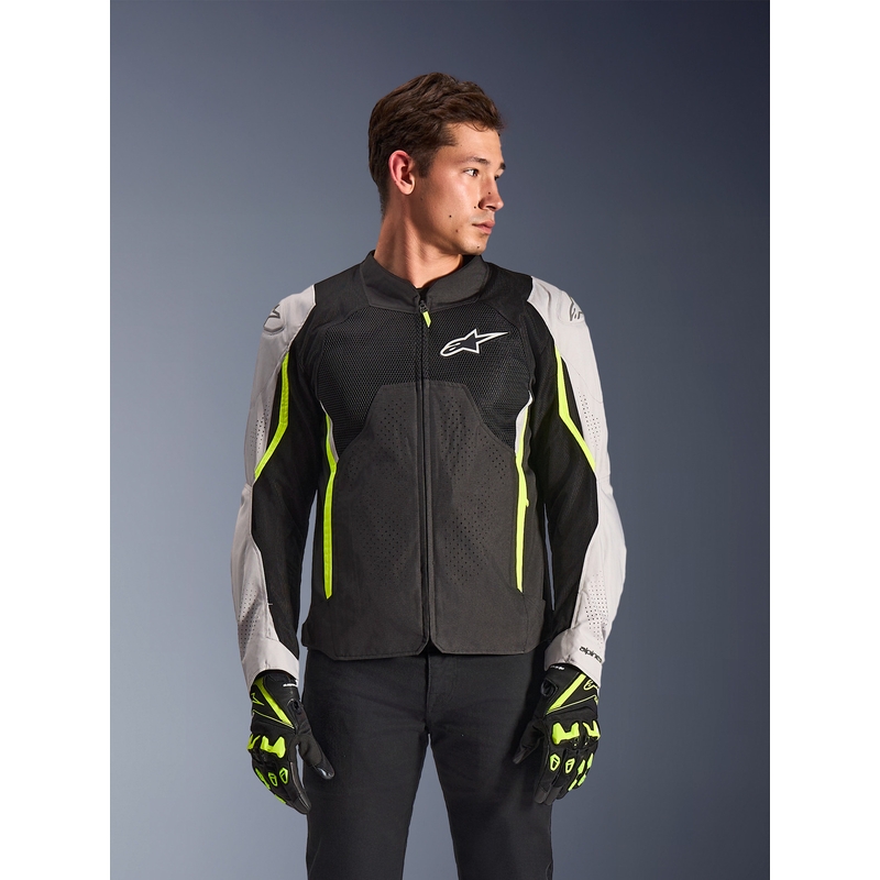 Alpinestars AST V3 Air motociklo striukė, balta-fluorescencinė geltona-juoda