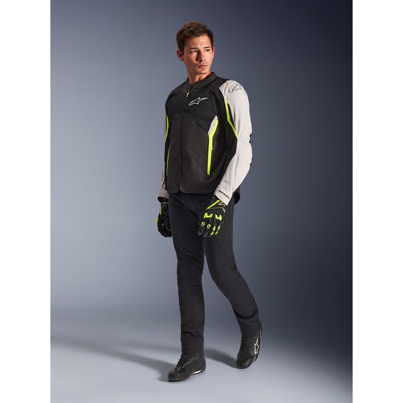 Alpinestars AST V3 Air motociklo striukė, balta-fluorescencinė geltona-juoda