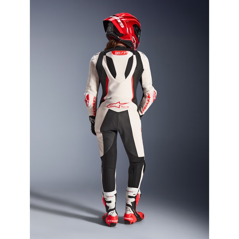 Moteriškas vientisas odinis motociklo kostiumas Alpinestars Stella GP-R7 balta-fluorescencinė raudona-juoda