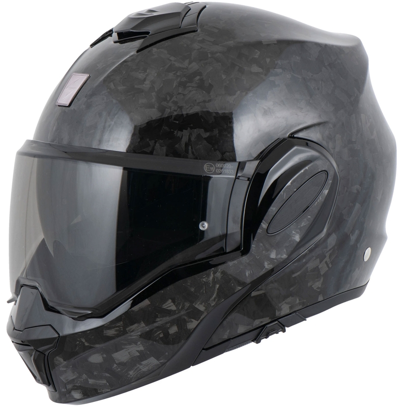 Scorpion EXO-TECH EVO ONYX CARBON Solid atlenkiamas motociklo šalmas, juodas