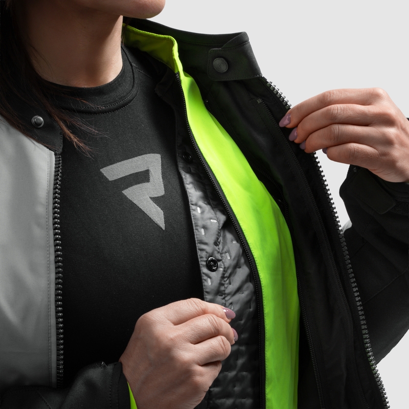 Moteriška motociklo striukė „Rebelhorn Swift“, šviesiai pilka-fluorescencinė geltona