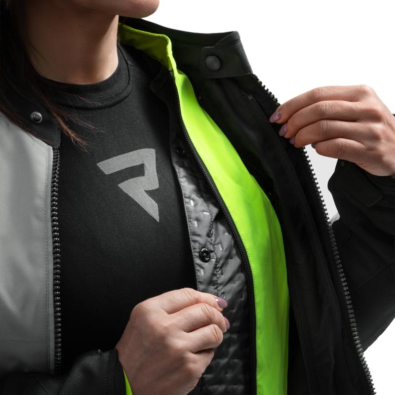 Moteriška motociklo striukė „Rebelhorn Swift“, šviesiai pilka-fluorescencinė geltona