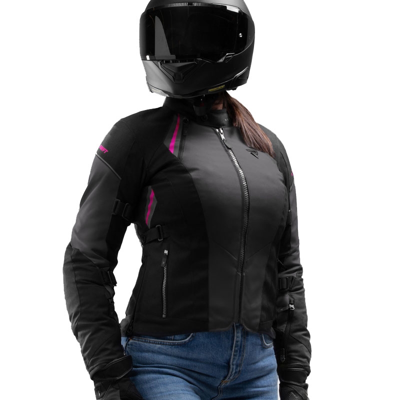 Moteriška motociklo striukė Rebelhorn Swift juoda-pilka-rožinė