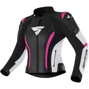 Moteriška motociklo striukė „Shima Miura 2.0“ juoda-fluorescencinė rožinė
