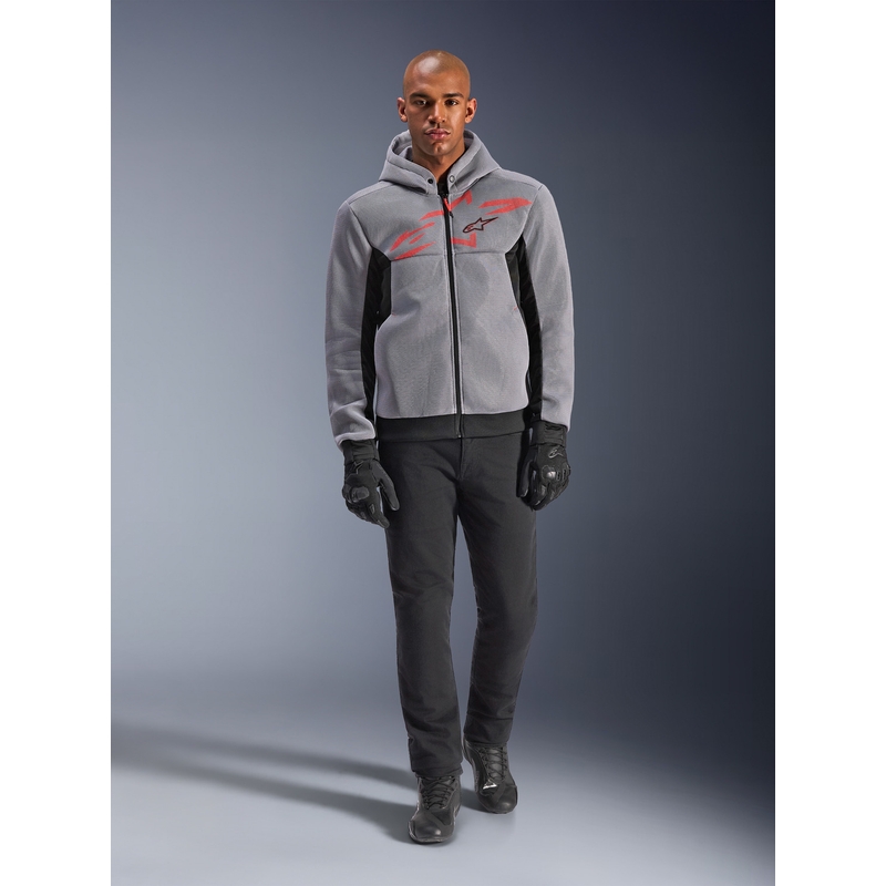 „Alpinestars Chrome Superairflow“ motociklo džemperis juodas-šviesiai pilkas-fluorescencinė raudona spalva
