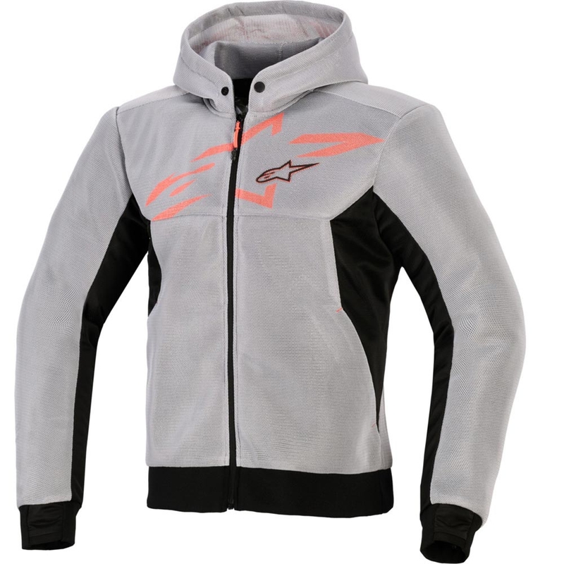 „Alpinestars Chrome Superairflow“ motociklo džemperis juodas-šviesiai pilkas-fluorescencinė raudona spalva