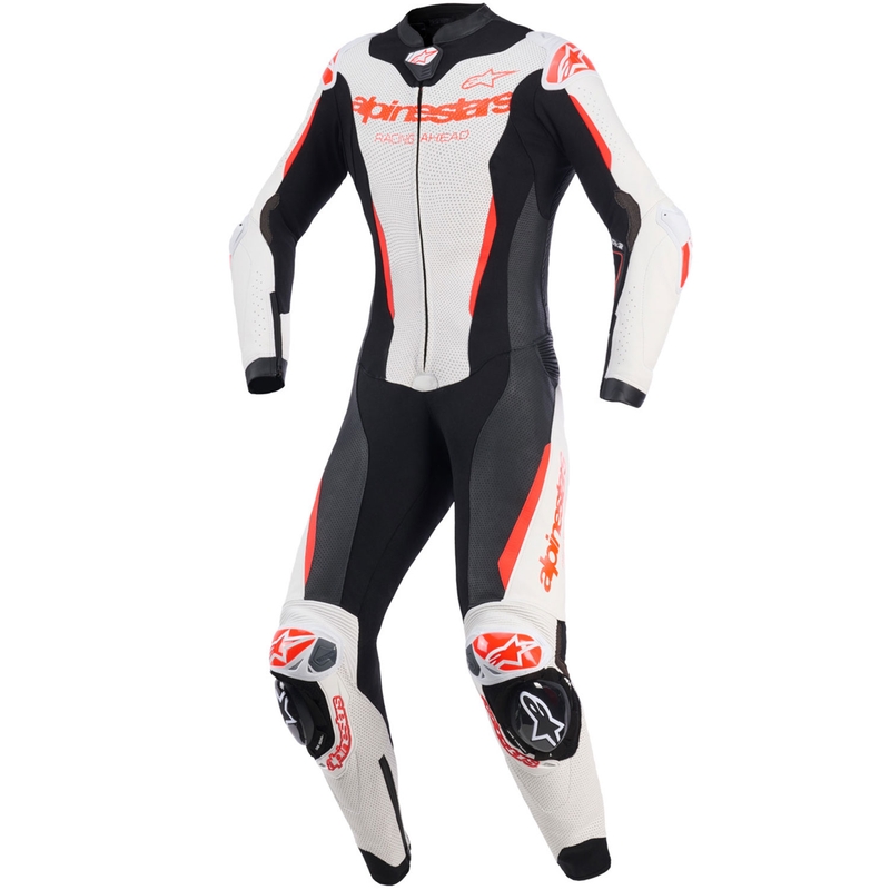 Moteriškas vientisas odinis motociklo kostiumas Alpinestars Stella GP-R7 balta-fluorescencinė raudona-juoda