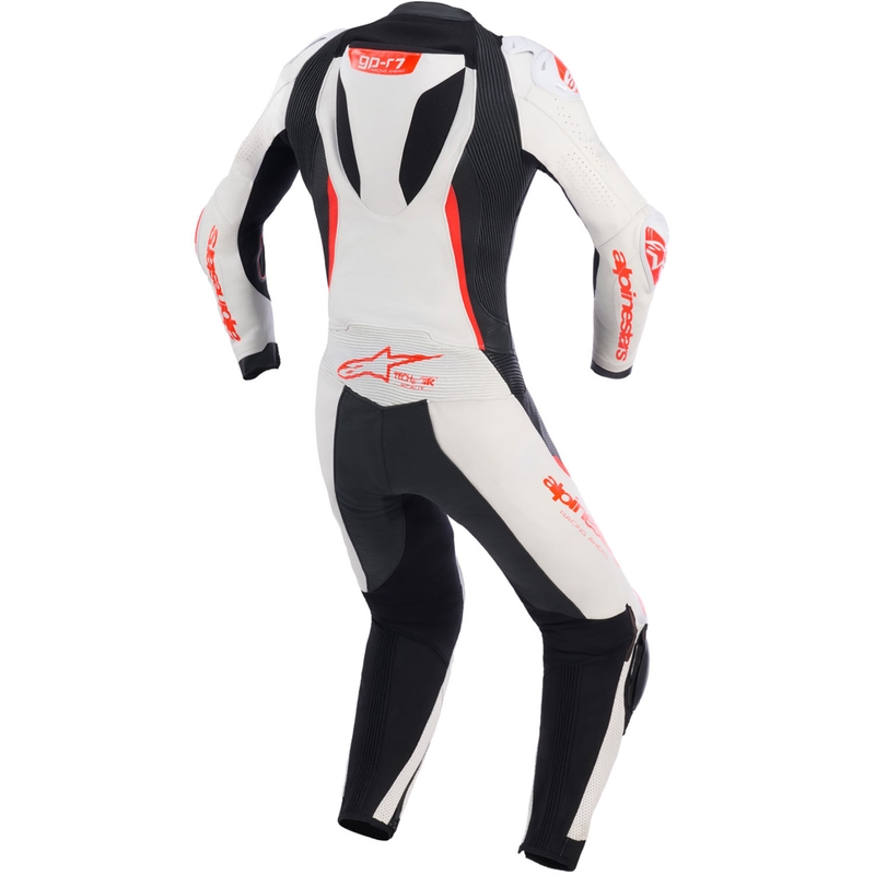 Moteriškas vientisas odinis motociklo kostiumas Alpinestars Stella GP-R7 balta-fluorescencinė raudona-juoda