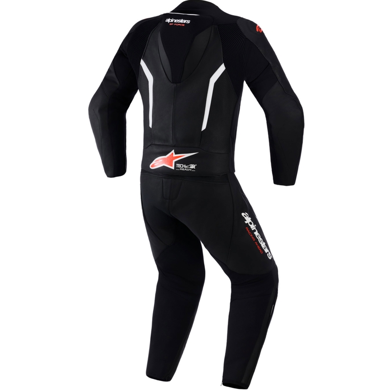 Alpinestars GP Force V2 dviejų dalių odinis kostiumas juoda-balta-fluorescencinė raudona