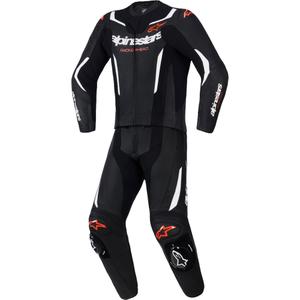 Alpinestars GP Force V2 dviejų dalių odinis kostiumas juoda-balta-fluorescencinė raudona
