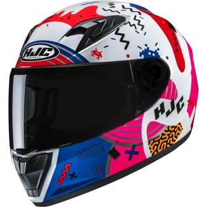 Vaikiškas uždaras motociklo šalmas HJC Y10 Mika MC28 balta-rožinė-mėlyna