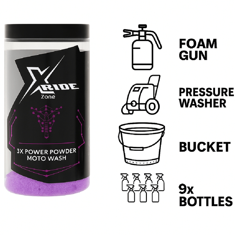 Miltelių pavidalo motociklų šampūnas XzoneRide® Power Powder-Moto Wash 60 g