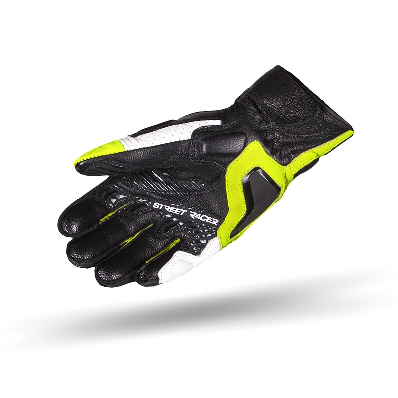 Dámské rukavice na motorku Street Racer XTR černo-bílo-fluo žluté výprodej