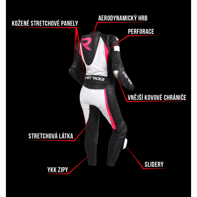 Moteriškas kombinezonas Street Racer Kiara black-white-fluo pink išpardavimas