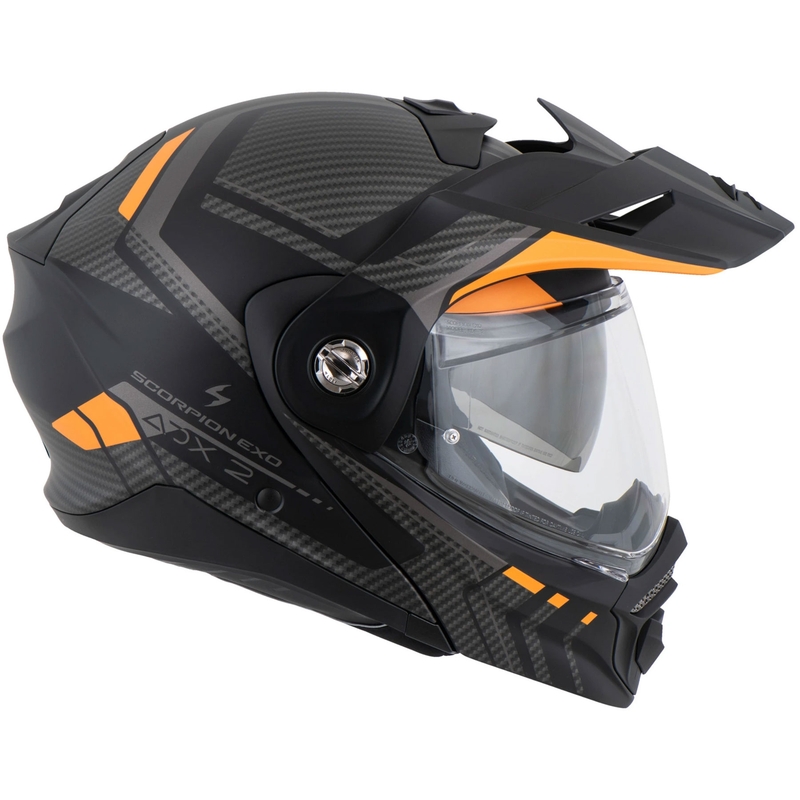 Apverčiamas motociklininko šalmas Scorpion ADX-2 LEWIS matinis juodai oranžinis