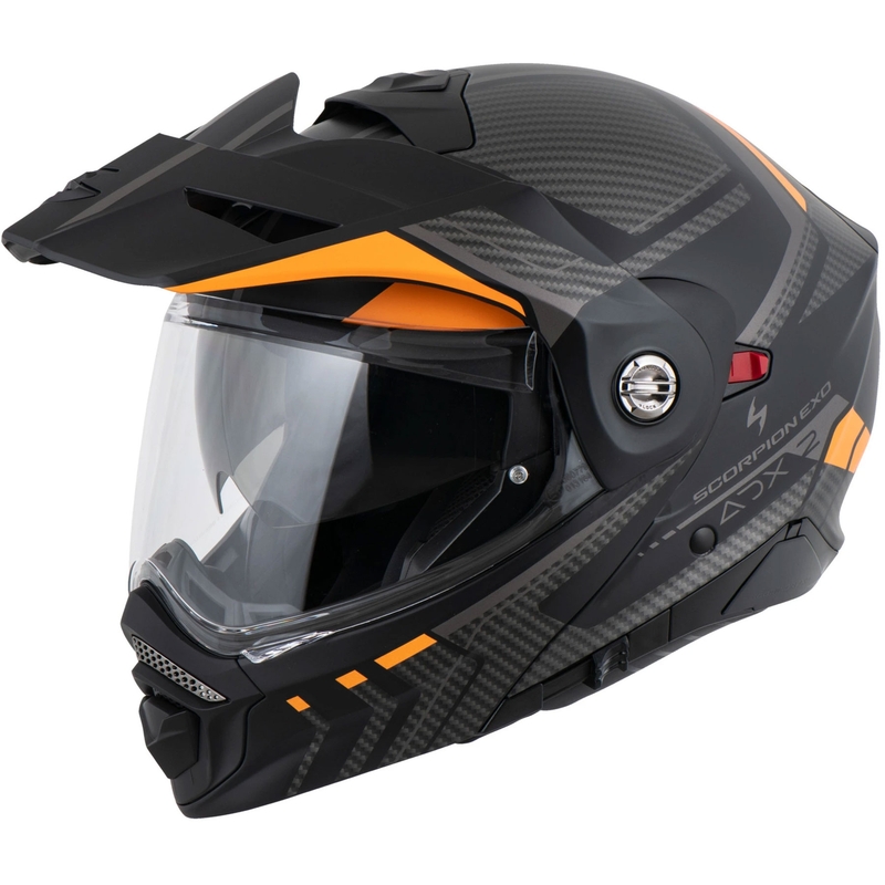 Apverčiamas motociklininko šalmas Scorpion ADX-2 LEWIS matinis juodai oranžinis